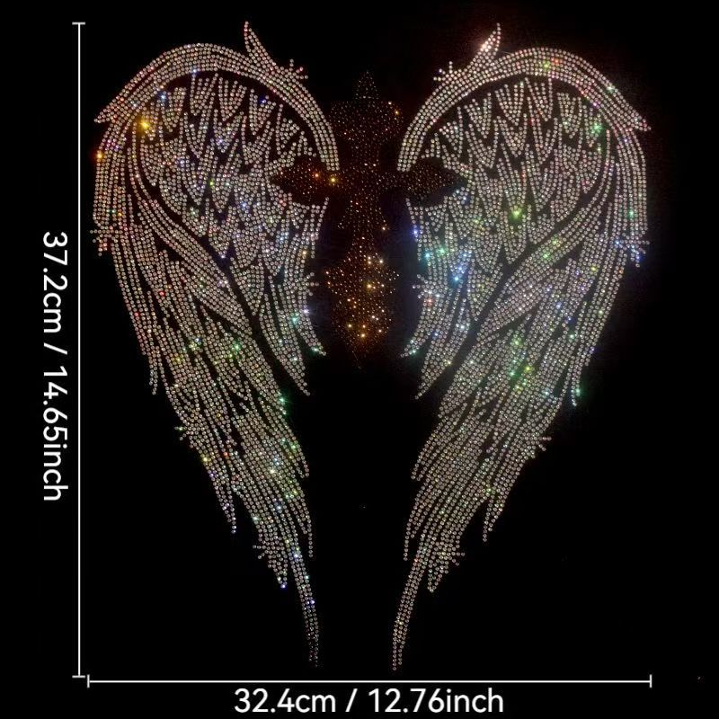 Hotfix Rhinestone Sheet - Stilvolle DIY-Kleidungsaufkleber: Wing Rhinestone 3D Hotfix-Aufnäher