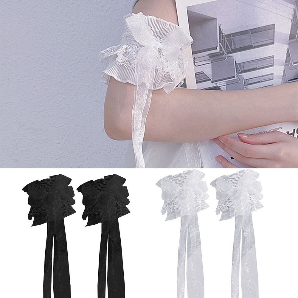 Arm stulpen Bowknot Arm Ärmel  – Elastic Lace Trim Bewertung und Preis