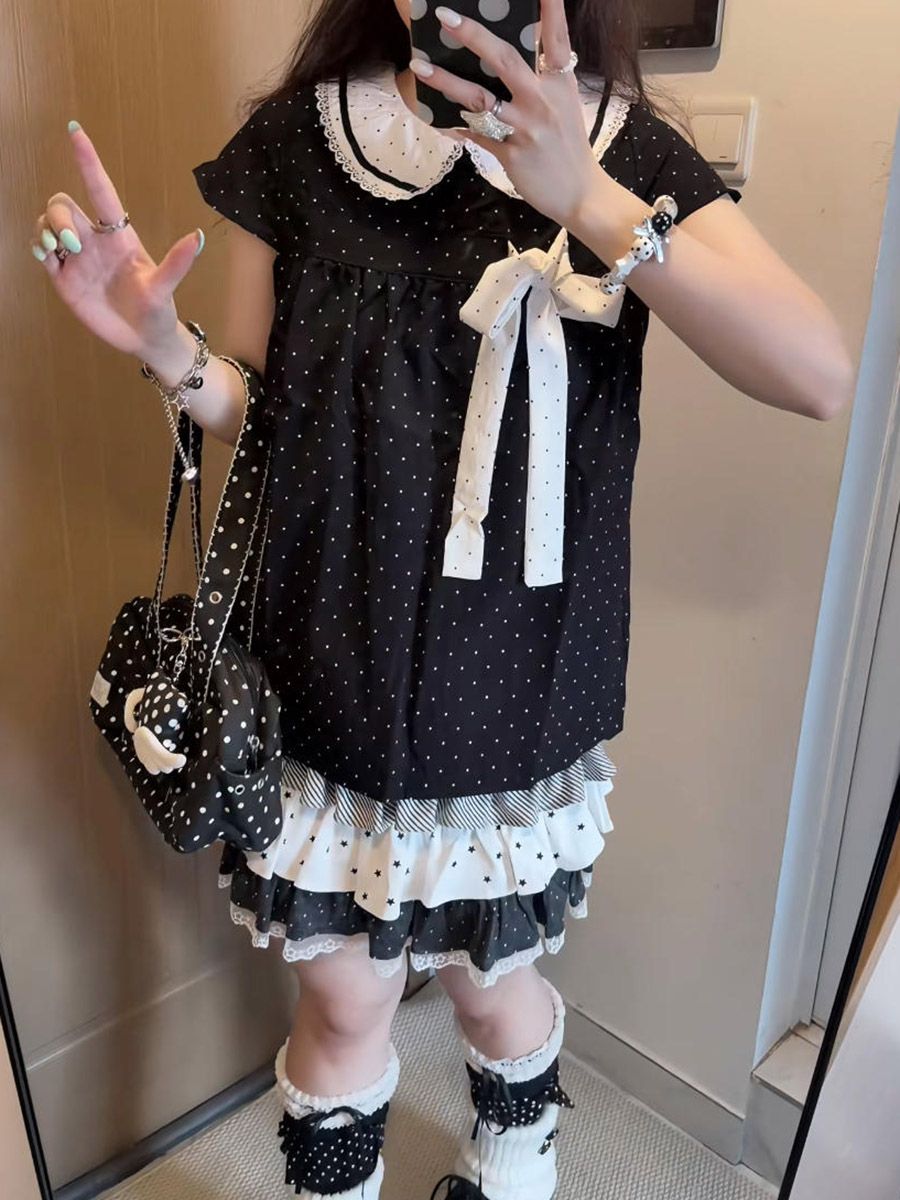Y2K Kawaii Japanisches Polka-D – Elastic Lace Trim Bewertung und Preis